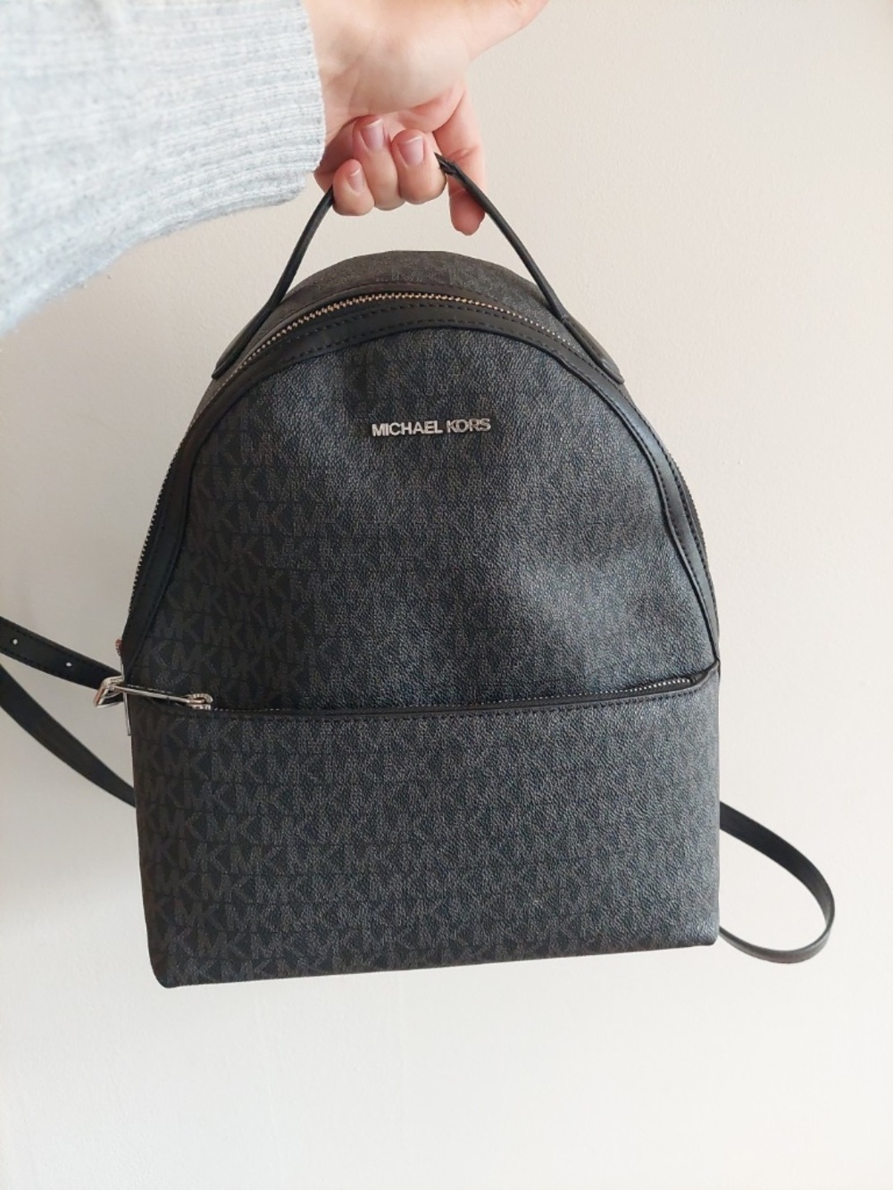Michael Kors Black Signature MK Logo Backpack